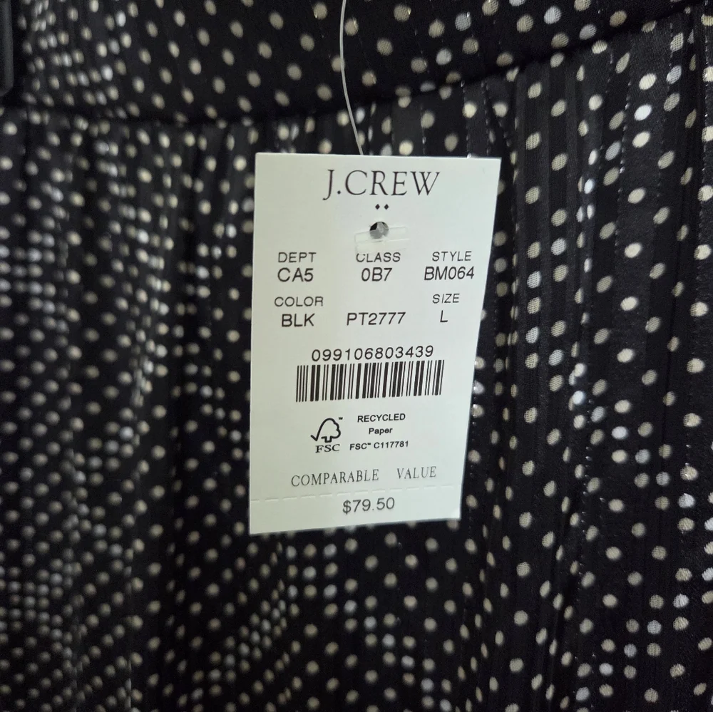 J. Crew Factory Black & White Polka Dot A-Line Ruffle Tiered Party Skirt Large